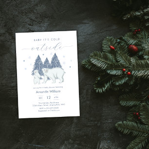 Winter Bosland IJsbeer Baby Shower Kaart