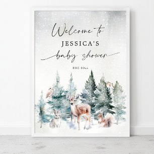 Winter Bosland Koud Buiten Baby Shower Welkom Poster