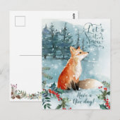 Winter boslandschap, vos Kerst Briefkaart (Voorkant / Achterkant)