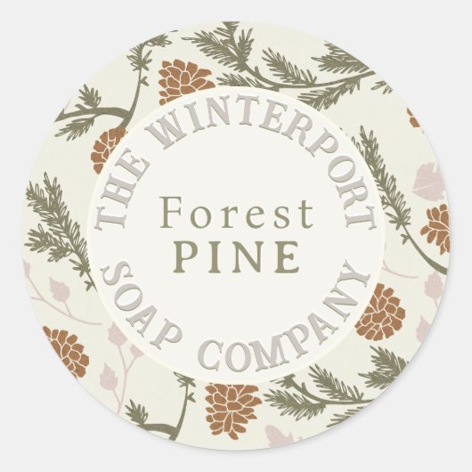 Winter Bossen Pine Bough en Cone Soap Label (Voorkant)