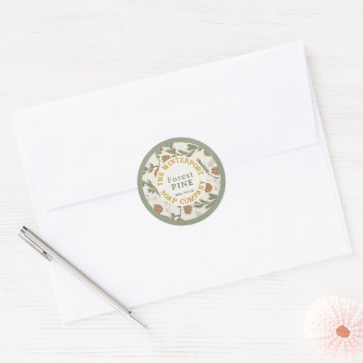 Winter Bossen Pine Bough en Cone Soap Label (Envelop)