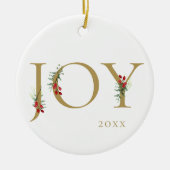 Winter Botanical Adorned Joy kerstversiering Keramisch Ornament (Voorkant)