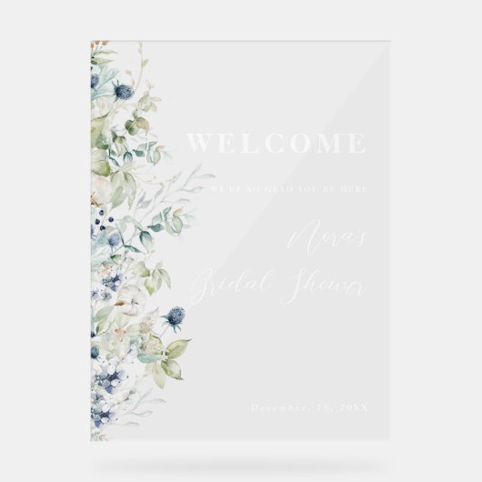 Winter Botanical Border Vrijgezellenfeest Welkom Acryl Bord (Voorkant)