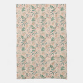 Winter Botanical Christmas Pattern Cream Theedoek (Verticaal)