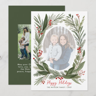 Winter Botanical Foliage Christmas 4 Photo  Feestdagenkaart