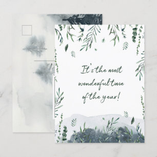 Winter Botanical Greenery Christmas Photo Feestdagenkaart