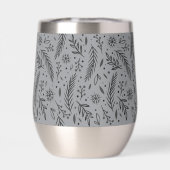 Winter Botanical Stemless Wine Tumbler – Grijs (Achterkant)