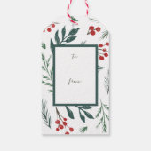 Winter Botanicals Elegant Holiday Kerstmis Cadeaulabel (Achterkant)
