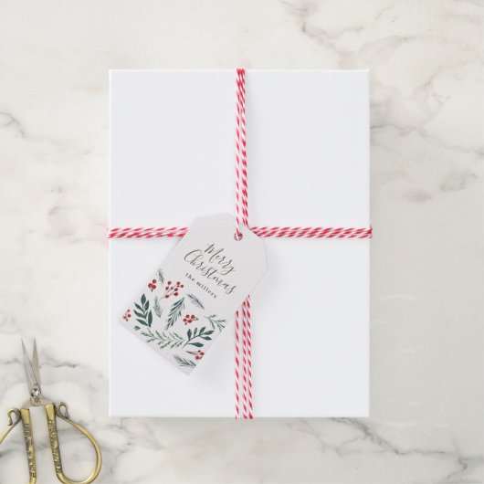 Winter Botanicals Elegant Holiday Kerstmis Cadeaulabel (Met Touw)