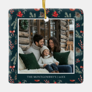 Winter Botanicals Elegante Foto Kerstmis Keramisch Ornament