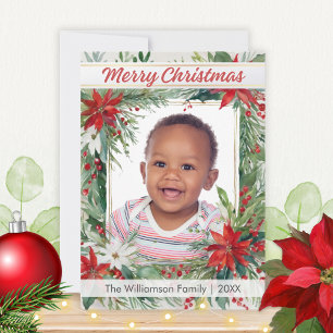 Winter Botanicals Feestelijke Foto Vrolijk Kerstfe Feestdagenkaart