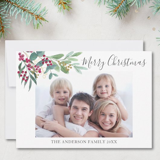 Winter Botanicals Foto Kerstmis Feestdagenkaart