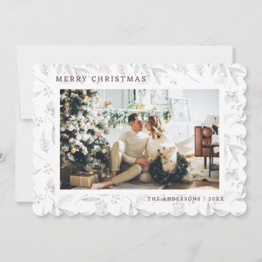 Winter Botanicals Foto Vrolijk Kerstfeest Kaart (Voorkant)