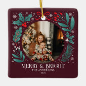 Winter Botanicals Kerst Foto Keramisch Ornament (Voorkant)