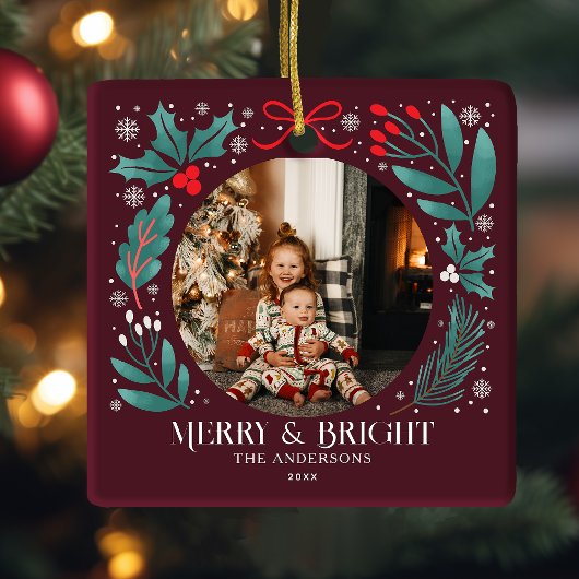 Winter Botanicals Kerst Foto Keramisch Ornament