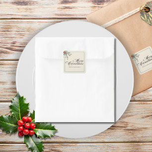 Winter Botanicals Kerstfeest Party Foliage Vierkante Sticker