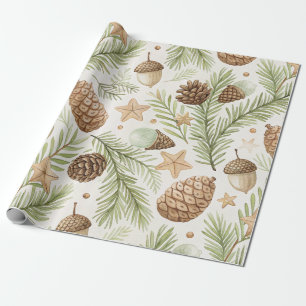 Winter Botanicals & Sneeuwvlokken - Rustieke Feest Cadeaupapier