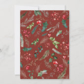 Winter Botanisch Bourgondië Rode Moderne Script Fo Feestdagenkaart (Achterkant)