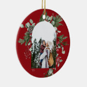 Winter Botanisch Lijst Rode Foto Keramisch Ornament (Rechts)