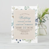 Winter Botanische Bloemen bruiloft uitnodiging (Staand voorkant)