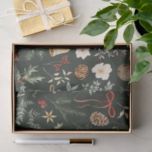 Winter Botanische Feestelijke Kerst Tissuepapier