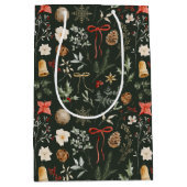 Winter Botanische Feestelijke Vrolijke Kerst Medium Cadeauzakje (Voorkant)
