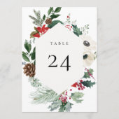Winter Botanische Floral Table Number Card Programma (Achterkant)