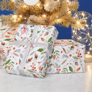 Winter botanische hulst en bessen cadeaupapier