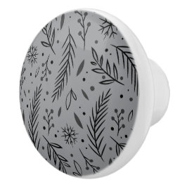 Winter Botanische Keramische Knop – Grijs