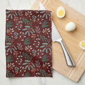 Winter Botanische Kerst Patroon Theedoek (Quarter Fold)