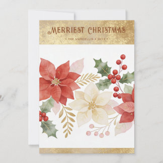 Winter Botanische Kerst Poinsettia Goud TMF26 Feestdagenkaart