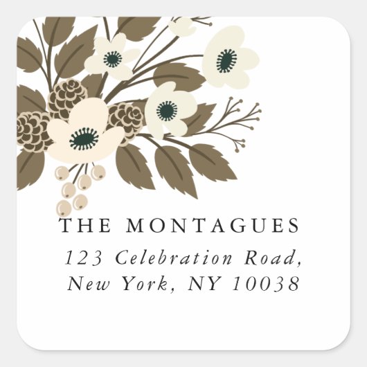 Winter Botanische kerstgriep Vierkante Sticker (Voorkant)