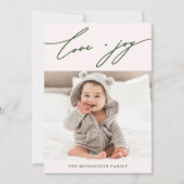 Winter Botanische Liefde en Vreugde Script Foto Feestdagenkaart (Voorkant)