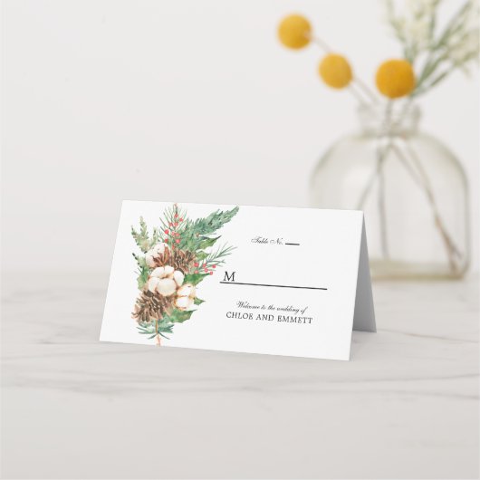Winter Botanische White Floral Wedding Folded (Voorkant)