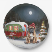 Winter Boxer Caravan Kerstavontuur Papieren Bordje (Voorkant)
