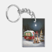 Winter Boxer Caravan Kerstavontuur Sleutelhanger (Voorkant Links)