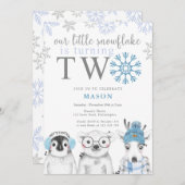Winter Boy 2nd Birthday Uitnodiging (Voorkant / Achterkant)