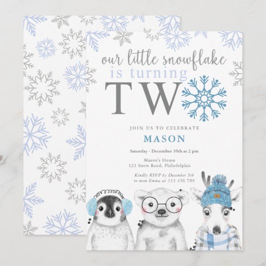 Winter Boy Invitation du 2e anniversaire (Devant / Derrière)