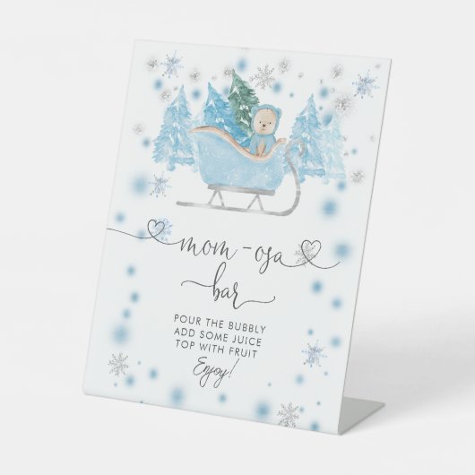 Winter Boy Woodland Beer Sleigh Mam-osa Bar Reclamebord Met Voetstuk (Voorkant)