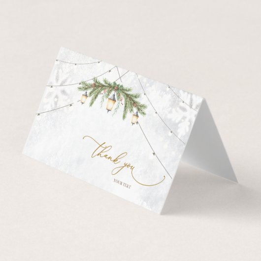 Winter Branches Lantaarn Snowflakes Dank u kaart Visitekaartjes (Voorkant)