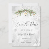 Winter Branches Lantaarn Snowflakes Save The Date (Voorkant)