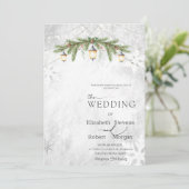 Winter Branches Lantaarn Snowflakes Wedding Kaart (Staand voorkant)
