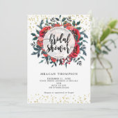 Winter Bruids Douche Uitnodiging Goud Glitter (Staand voorkant)