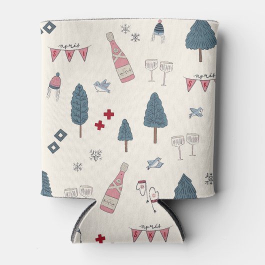 Winter Bruidsfeest Favoriet Apres Ski Roze Blikjeskoeler (Voorkant)