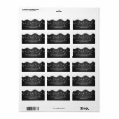 Winter bruiloft adres sneeuwvlok decoratie zwart etiket (Full Sheet)