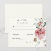 Winter bruiloft bloemen RSVP kaartje (Voorkant / Achterkant)