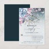 Winter Bruiloft Bloemen Sneeuwmaaltijd Keuze RSVP- RSVP Kaartje (Voorkant / Achterkant)