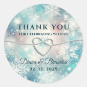 Winter bruiloft dank u gunst ronde sticker (Voorkant)