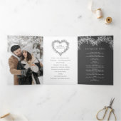 Winter bruiloft donkergrijze maretak botanisch drieluik programma (Binnen)