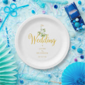 Winter Bruiloft Elegant Goud Script Mistletoe Papieren Bordje (Feest)